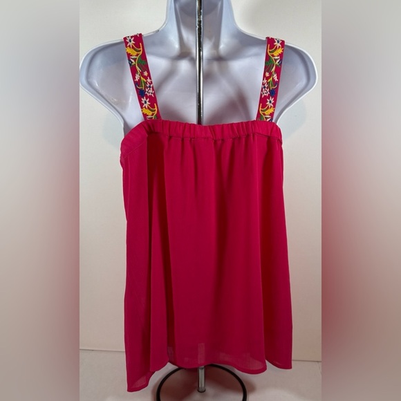 Entro Red Embroidered Strappy Lined Women's Tank Top Size Large - Picture 7 of 7